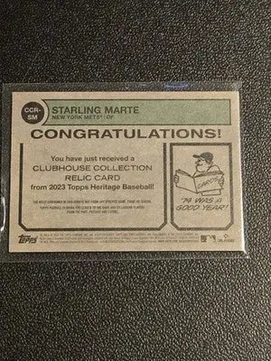 2023 Topps Heritage #CCR-SM Starling Marte Clubhouse Collection Relics - Baseball Card Single