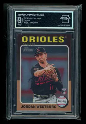 2023 Topps Heritage Chrome Jordan Westburg #229 RC 133/999 Baseball Arena Club 9 - Baseball Card Single