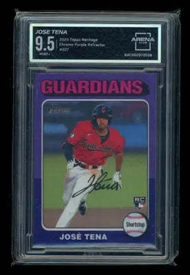 2023 Topps Heritage Chrome Purple Refractor José Tena #227 RC Arena Club 9.5 - Baseball Card Single