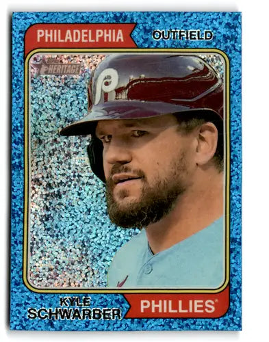 2023 Topps Heritage Chrome Refractor Blue Sparkle #174 Kyle Schwarber N ID:65212 - Baseball Card Single