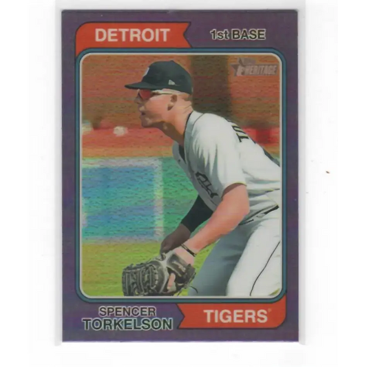 2023 Topps Heritage Chrome Refractor Purple #215 Spencer Torkelson NM-MT Detroit Tigers Baseball Card - Baseball Card
