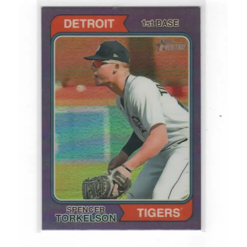 2023 Topps Heritage Chrome Refractor Purple #215 Spencer Torkelson NM-MT Detroit Tigers Baseball Card - Baseball Card