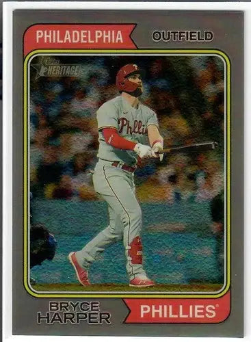2023 Topps Heritage Chrome Refractor Silver #17 Bryce Harper NM-MT 150/ ID:75692 - Baseball Card Single