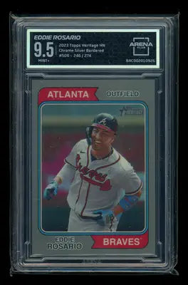 2023 Topps Heritage Chrome Silver Bordered Eddie Rosario #506 246/274 AC 9.5