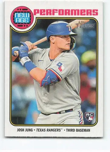 Original gloss of Josh Jung baseball card from 2023 Topps Heritage New Age Performers