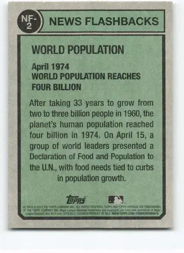 2023 Topps Heritage News Flashbacks #NF-2 World Population NM-MT ID:73352 - Baseball Card Single