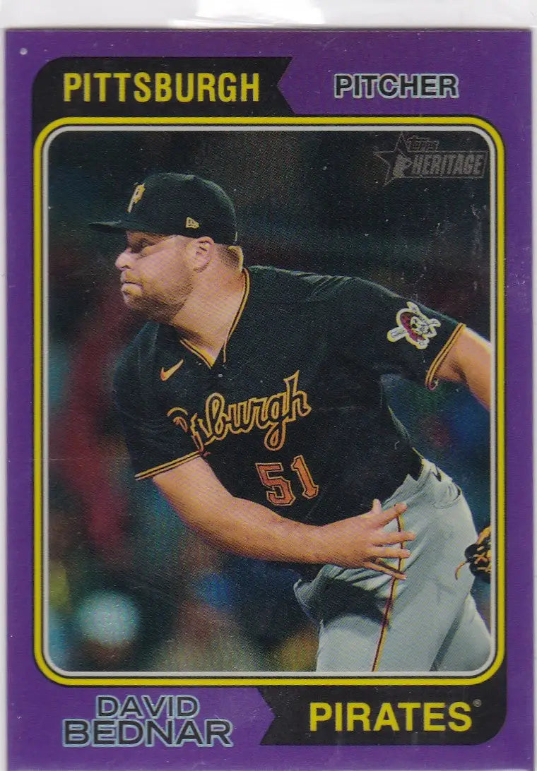 2023 Topps Heritage Purple #547 David Bednar Pittsburgh Pirates - Baseball Card Single
