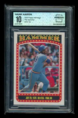 2023 Topps Heritage The Hammer Hank Aaron #TH-10 Baseball Arena Club 10 - Baseball Card Single