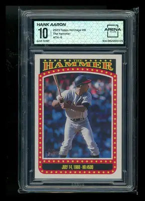 2023 Topps Heritage The Hammer Hank Aaron #TH-6 Baseball Arena Club 10 - Baseball Card Single