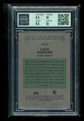 2023 Topps Heritage The Hammer Hank Aaron #TH-6 Baseball Arena Club 10 - Baseball Card Single
