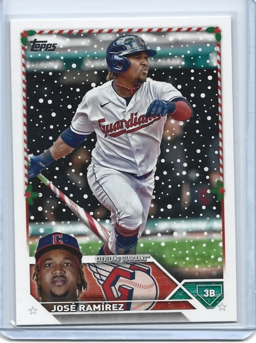2023 Topps Holiday Baseball SP H94 Jose Ramirez Candy Cane Bat (5m) - Baseball Card Single