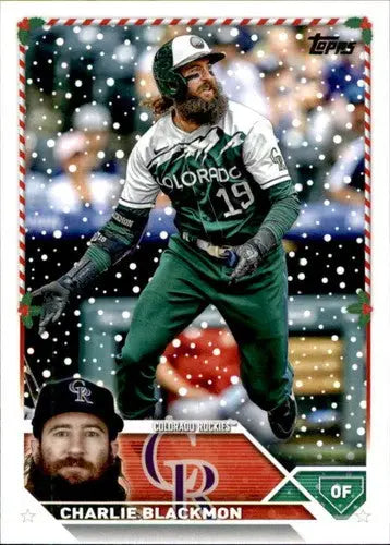 Original gloss 2023 Topps Holiday H109 Charlie Blackmon baseball card near mint Rockies