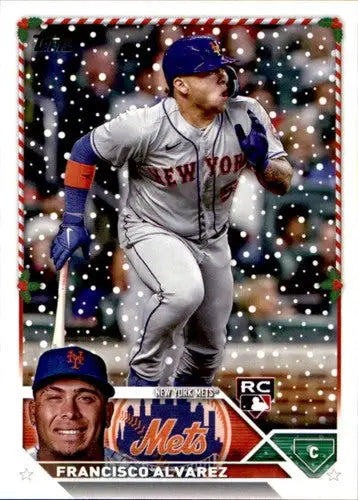 Original gloss of 2023 Topps Holiday H111 Francisco Alvarez rookie baseball card