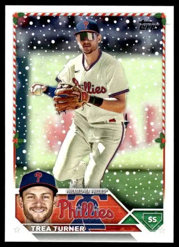 2023 Topps Holiday H118 Trea Turner baseball card with original gloss near mint Phillies