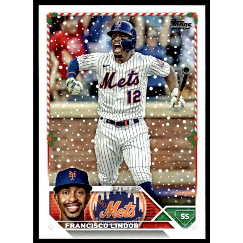 2023 Topps Holiday #H119 Francisco Lindor NM-MT New York Mets Baseball Card - Baseball Card Single