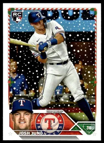 Original gloss 2023 Topps Holiday H120 Josh Jung rookie card featuring Rangers ID 66332