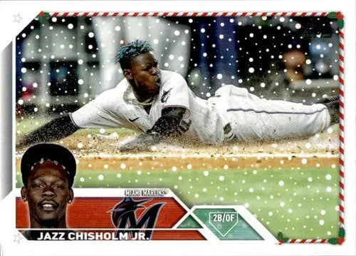 Original gloss 2023 Topps Holiday Jazz Chisholm Jr baseball card HM Near Mint