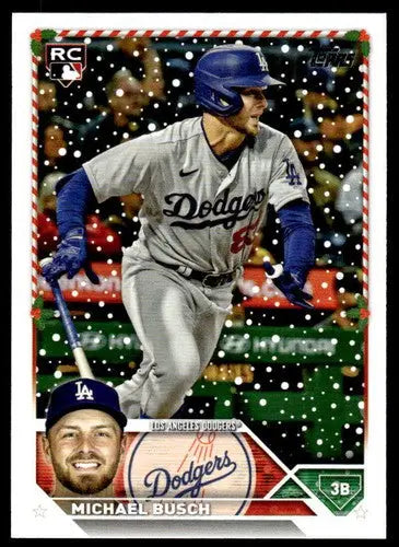 Original gloss of 2023 Topps Holiday H130 Michael Busch rookie baseball card