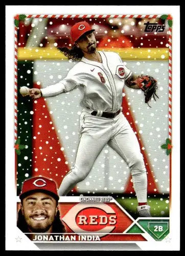 Original gloss 2023 Topps Holiday #H135 Jonathan India baseball card Red ID 66358