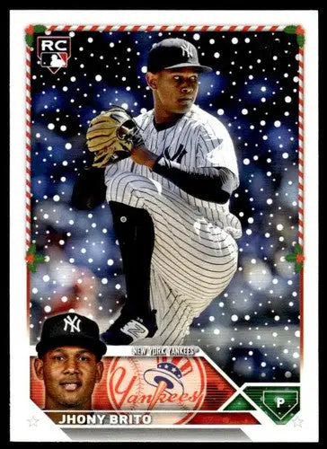 2023 Topps Holiday Jhony Brito Rookie Baseball Card with Original Gloss, Yankees