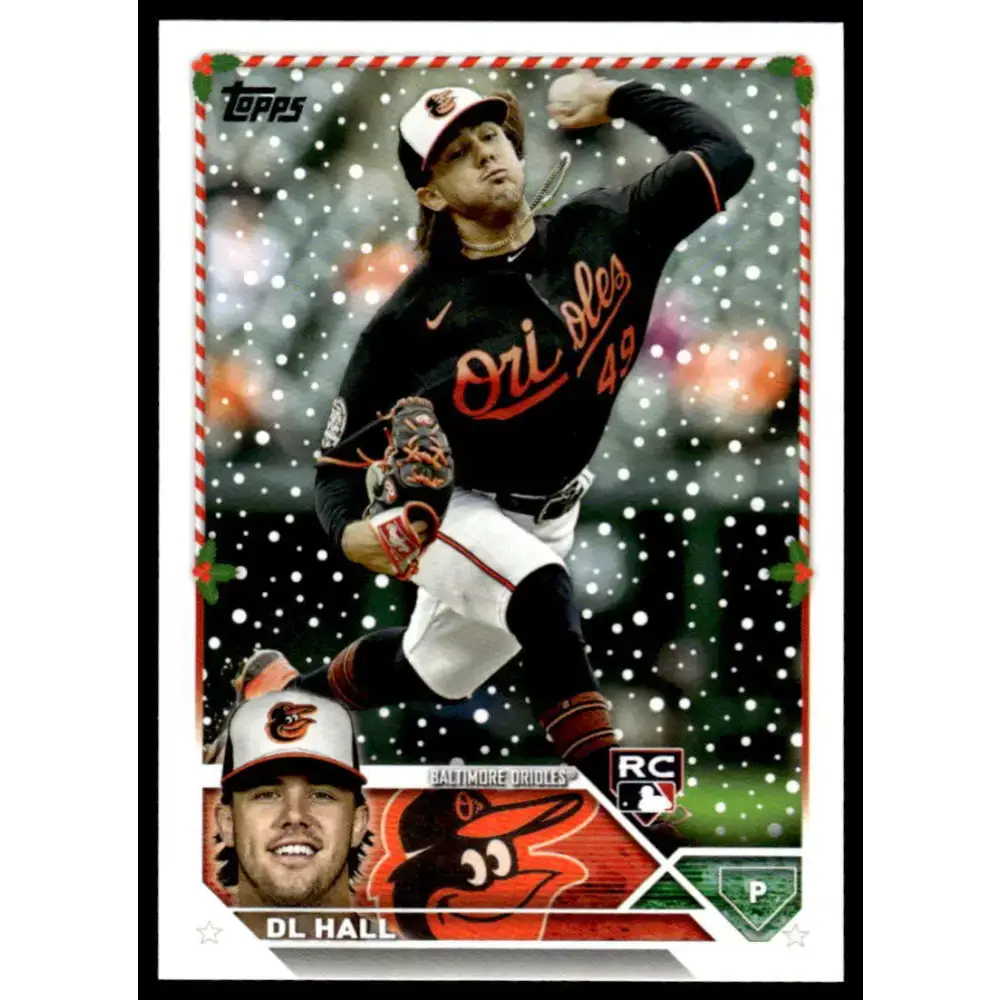 2023 Topps Holiday #H147 DL Hall NM-MT RC Rookie Baltimore Orioles Baseball Card - Baseball Card Single