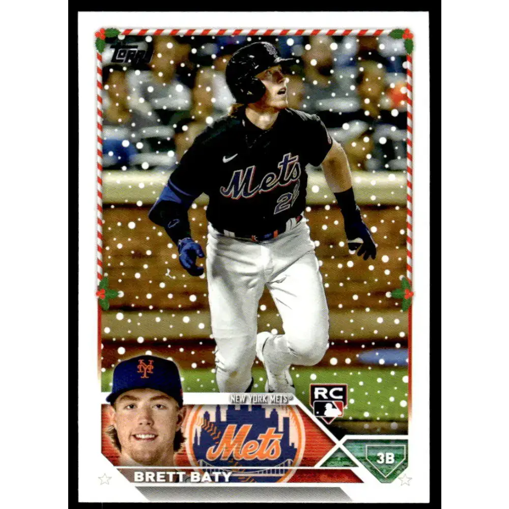 2023 Topps Holiday #H151 Brett Baty NM-MT RC Rookie New York Mets Baseball Card - Baseball Card Single