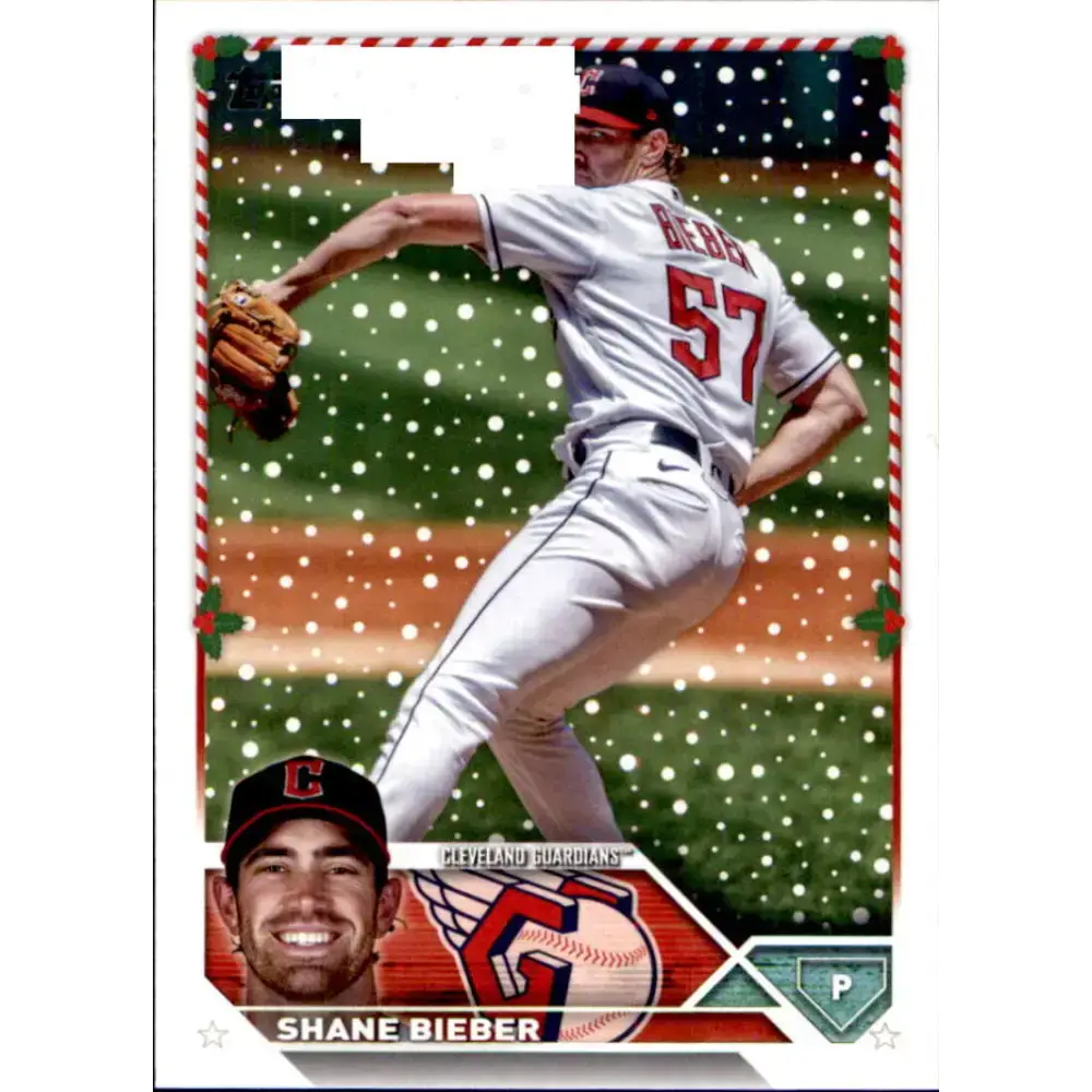 2023 Topps Holiday #H153 Shane Bieber NM-MT Cleveland Guardians Baseball Card - Baseball Card Single