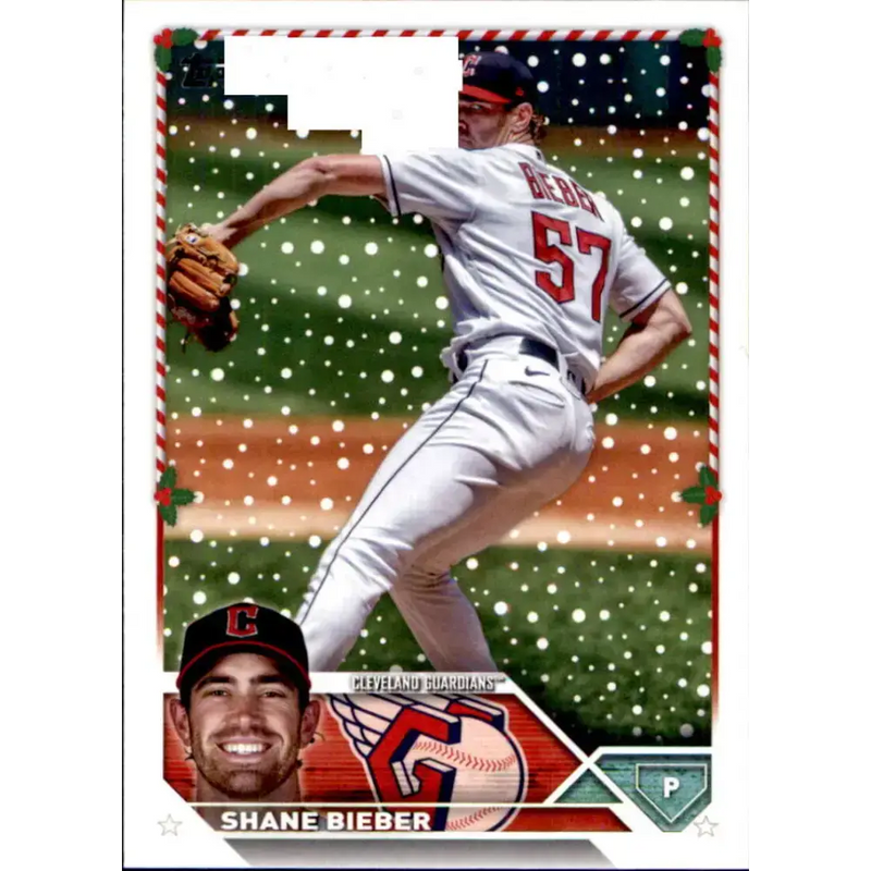2023 Topps Holiday #H153 Shane Bieber NM-MT Cleveland Guardians Baseball Card - Baseball Card Single