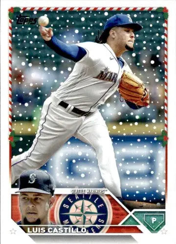 Original gloss 2023 Topps Holiday H156 Luis Castillo Mariners baseball card near mint