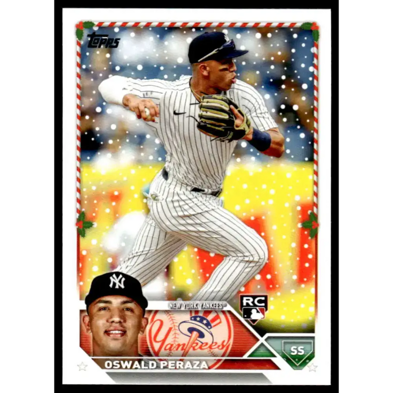 2023 Topps Holiday #H157 Oswald Peraza NM-MT RC Rookie New York Yankees Baseball Card - Baseball Card Single
