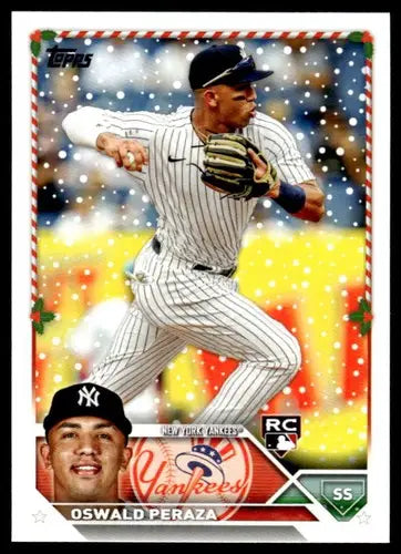 Oswald Peraza baseball card from 2023 Topps Holiday H157 with original gloss NM near mint