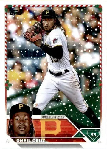 2023 Topps Holiday H158 Oneil Cruz Pirates baseball card in near mint condition