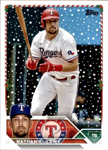 2023 Topps Holiday H165 Nathaniel Lowe baseball card Near Mint Rangers ID 66555