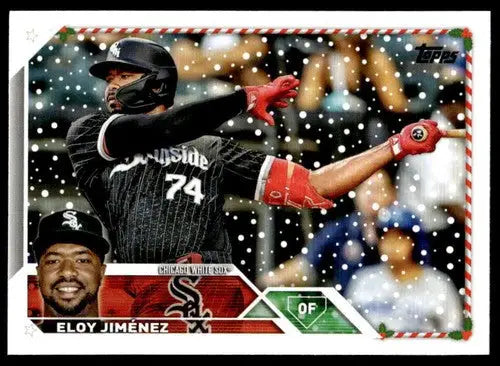 Eloy Jiménez baseball card with original gloss from 2023 Topps Holiday h167 White Sox