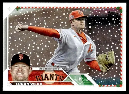 Original gloss 2023 Topps Holiday H168 Logan Webb baseball card near mint Giants