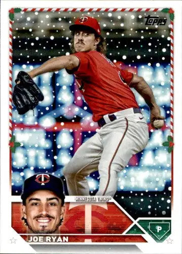 Original gloss 2023 Topps Holiday H173 Joe Ryan Twins baseball card in near mint condition