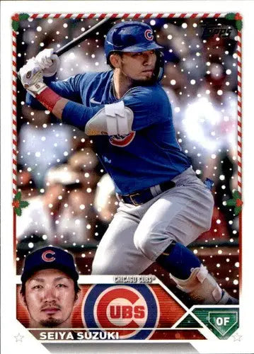 Original gloss 2023 Topps Holiday H174 Seiya Suzuki Cubs baseball card NM near mint