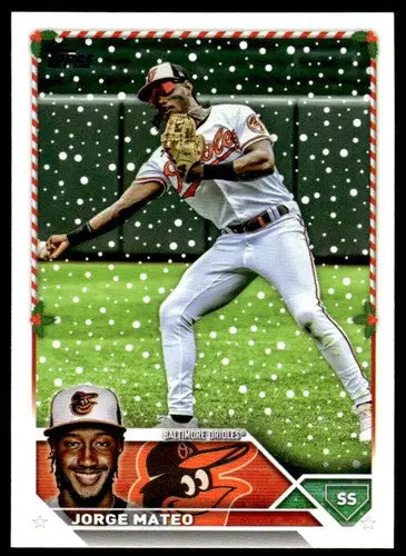 Original gloss 2023 Topps Holiday H181 Jorge Mateo Orioles baseball card near mint