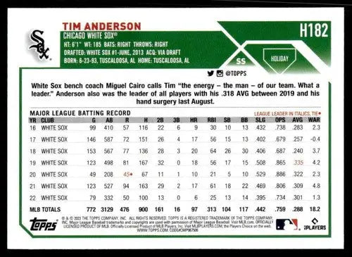 Original gloss 2023 Topps Holiday H182 Tim Anderson mint White Sox baseball card