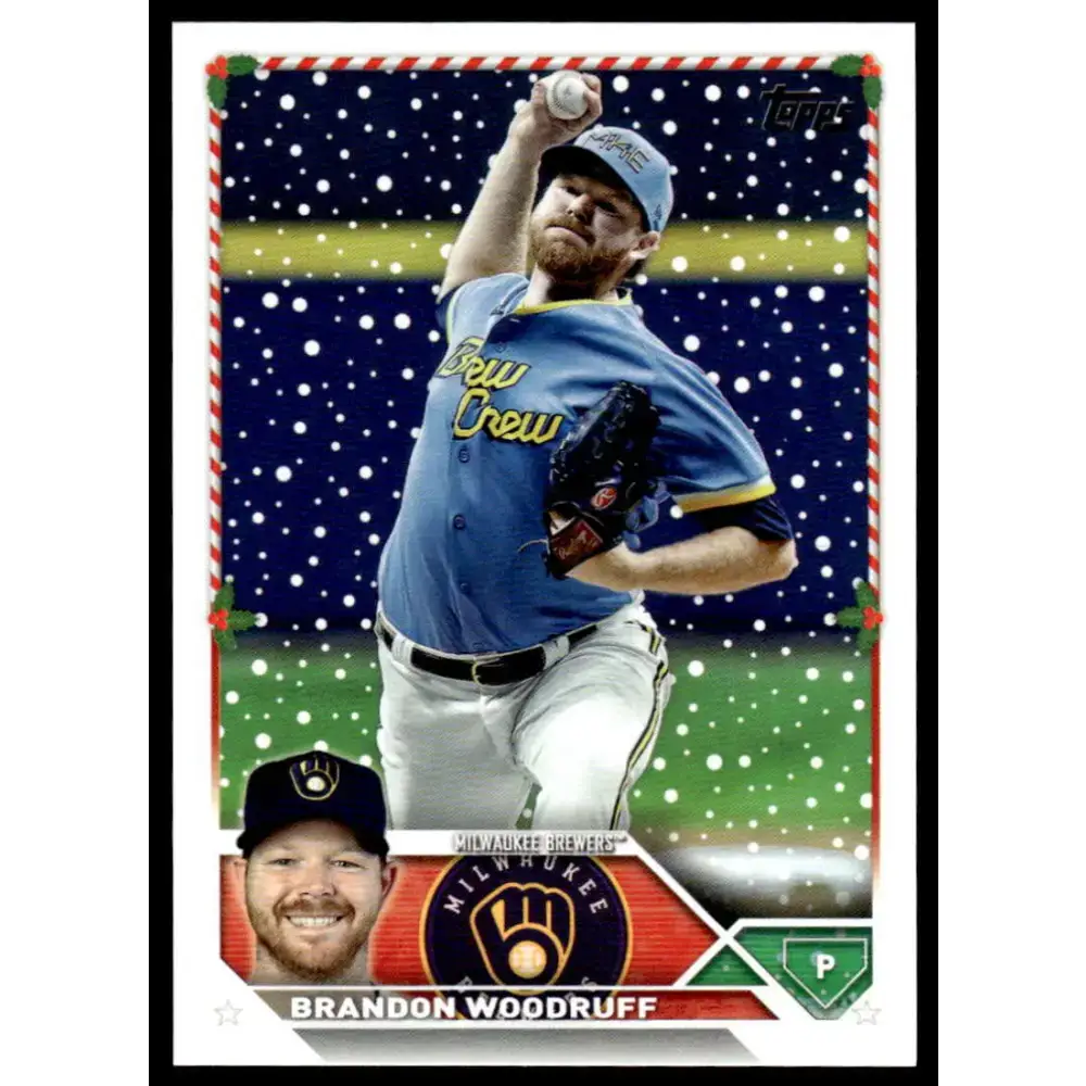 2023 Topps Holiday #H187 Brandon Woodruff NM-MT Milwaukee Brewers Baseball Card - Baseball Card Single