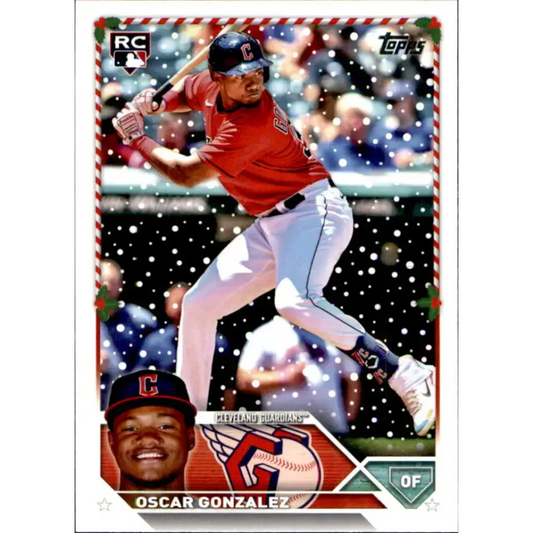 2023 Topps Holiday #H188 Oscar Gonzalez NM-MT RC Rookie Cleveland Guardians Baseball Card - Baseball Card Single