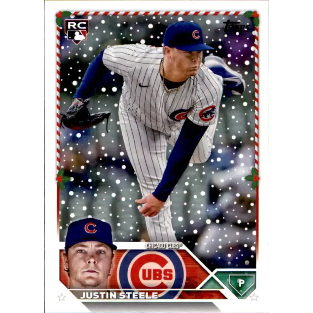 2023 Topps Holiday #H191 Justin Steele NM-MT RC Rookie Chicago Cubs Baseball Card - Baseball Card Single