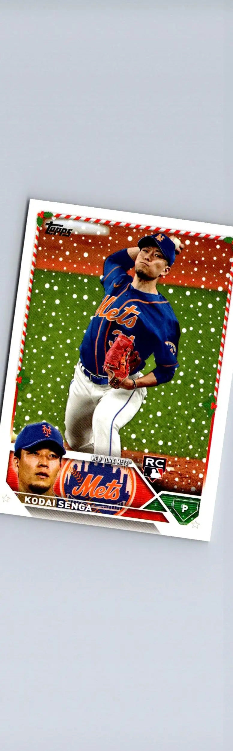 Baseball card featuring Kodai Senga from 2023 Topps Holiday series H198