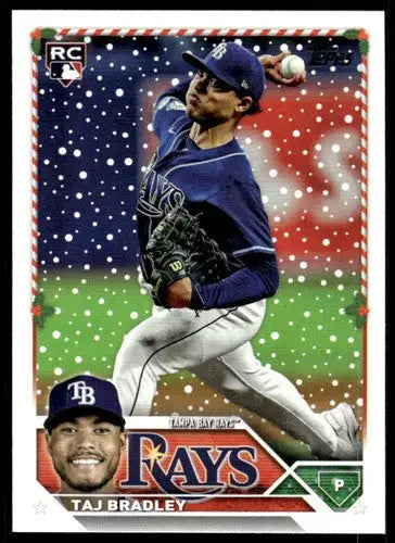 2023 Topps Holiday #H23 Taj Bradley NM Near Mint RC Rookie Rays ID:65877 - Baseball Card Single