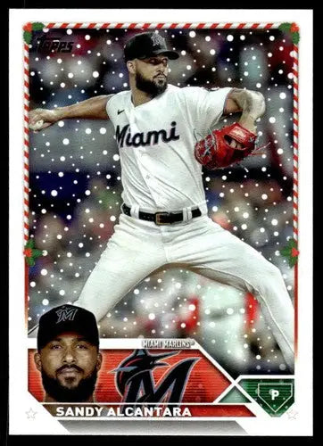 2023 Topps Holiday #H33 Sandy Alcantara NM Near Mint Marlins ID:65898 - Baseball Card Single