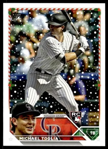 2023 Topps Holiday H38 Michael Toglia rookie baseball card Rockies near mint NM
