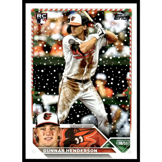 2023 Topps Holiday #H4 Gunnar Henderson NM-MT RC Rookie Baltimore Orioles Baseball Card - Baseball Card Single