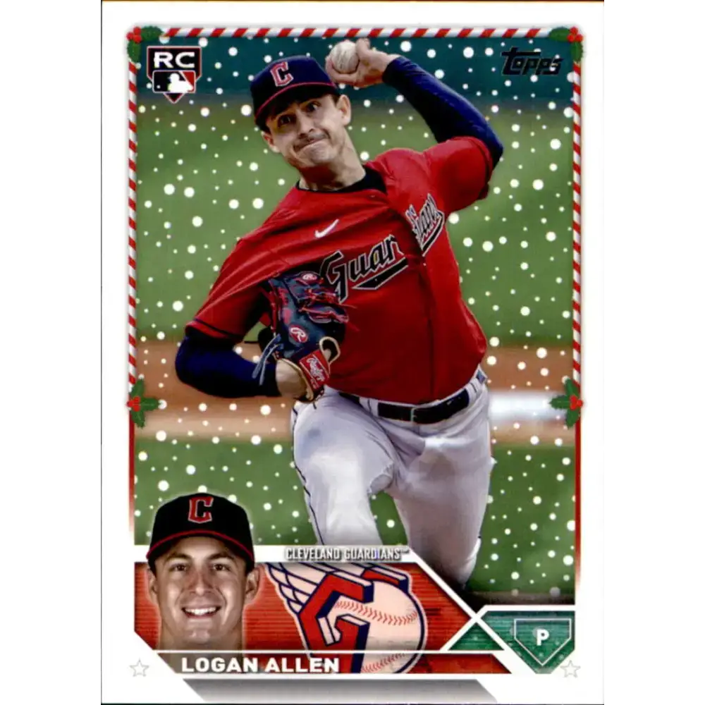 2023 Topps Holiday #H46 Logan Allen NM-MT RC Rookie Cleveland Guardians Baseball Card - Baseball Card Single