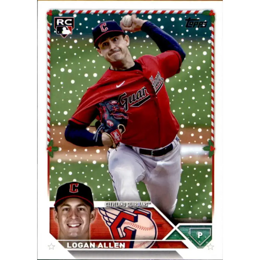 2023 Topps Holiday #H46 Logan Allen NM-MT RC Rookie Cleveland Guardians Baseball Card - Baseball Card Single