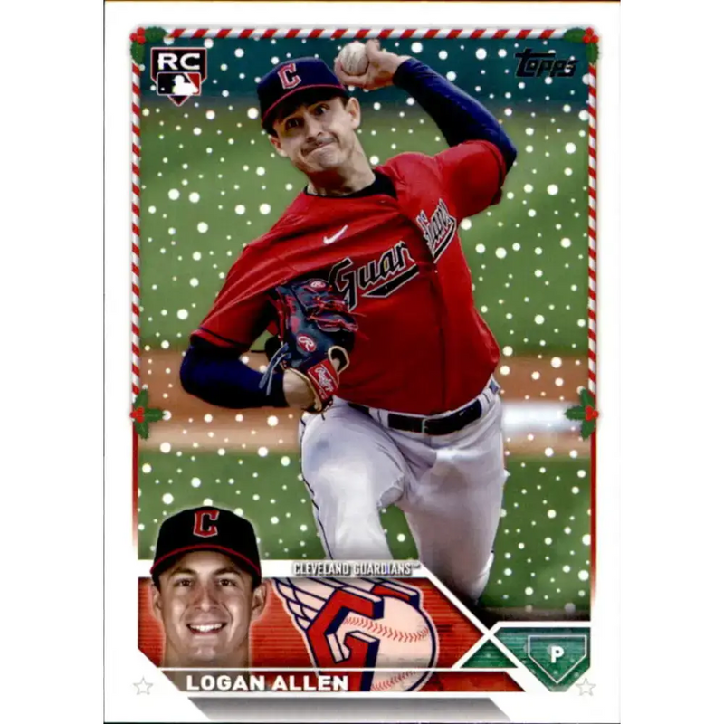 2023 Topps Holiday #H46 Logan Allen NM-MT RC Rookie Cleveland Guardians Baseball Card - Baseball Card Single